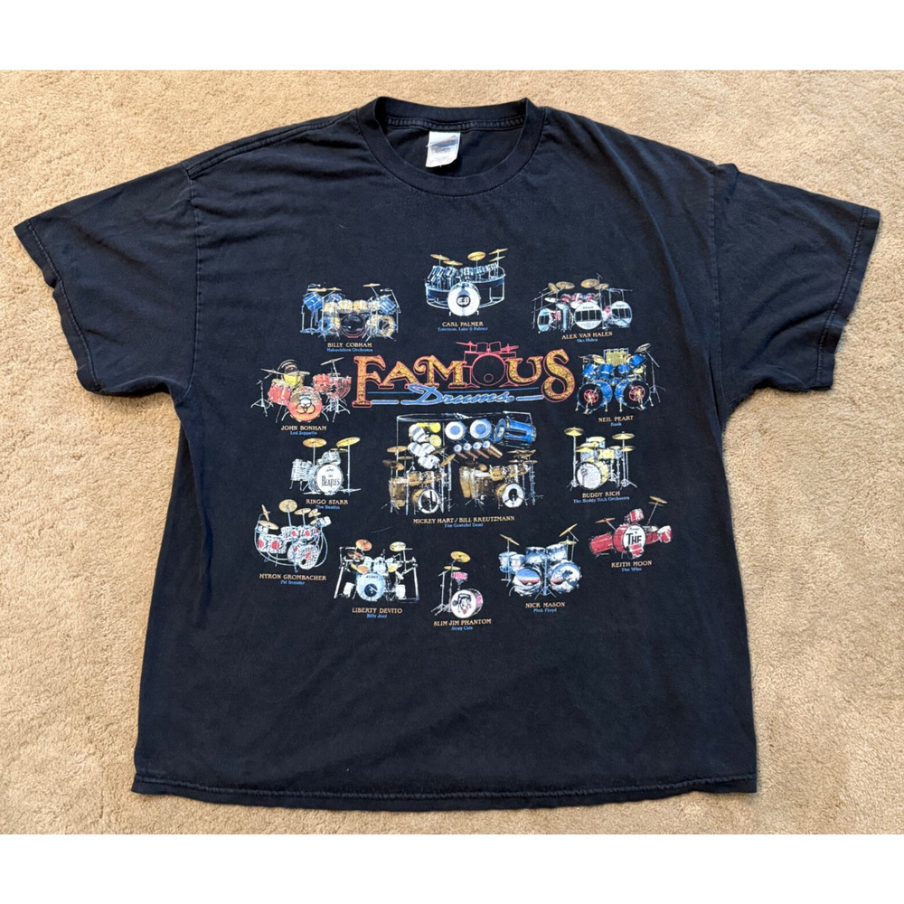 Vtg Drummer Tee XL Mickey Hart Nick Mason Ringo Starr Carl Palmer Jon Bonham